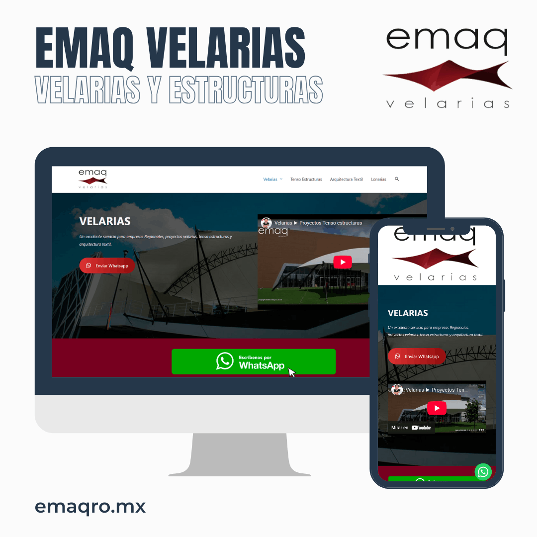 Proyecto Diseño de página web terminada entregada Cliente EMAQ Velarias Querétaro