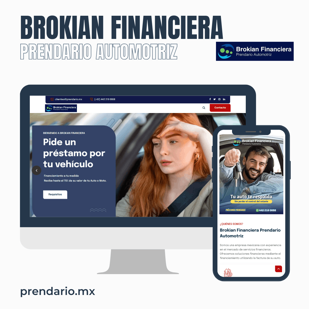 Proyecto Diseño de página web terminada entregada Cliente Brokian Financiera Querétaro
