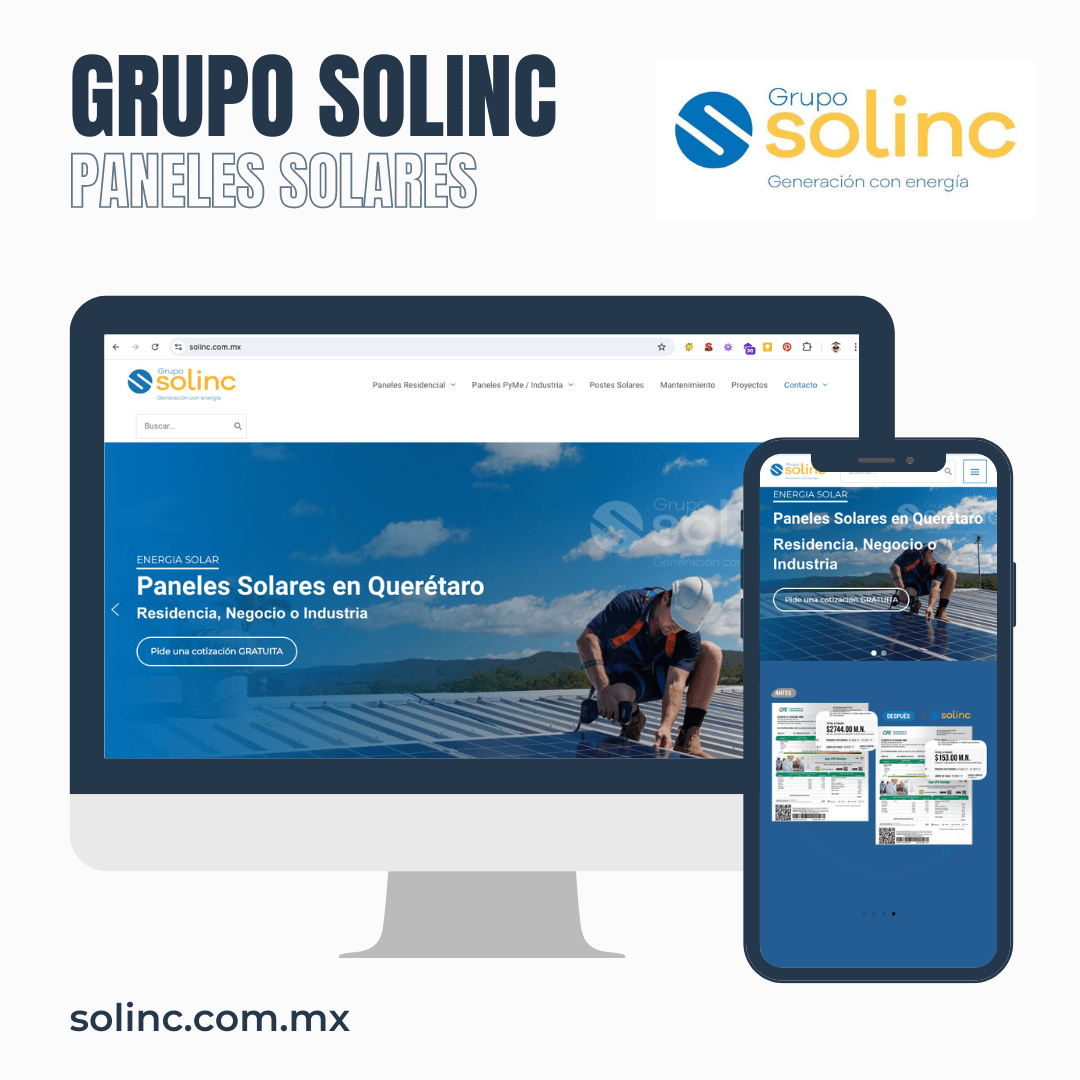 Proyecto Diseño de página web terminada entregada Cliente Solinc Querétaro